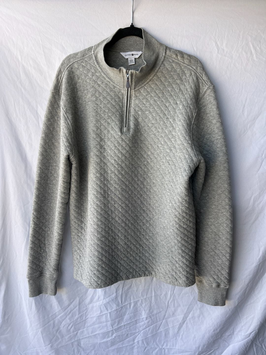 Southern Proper Men's Quilted Quarter Zip Pullover Sweatshirt Heather Grey Large 2