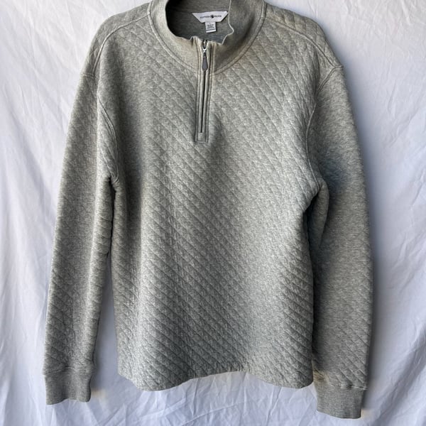 Southern Proper Men's Quilted Quarter Zip Pullover Sweatshirt Heather Grey Large
