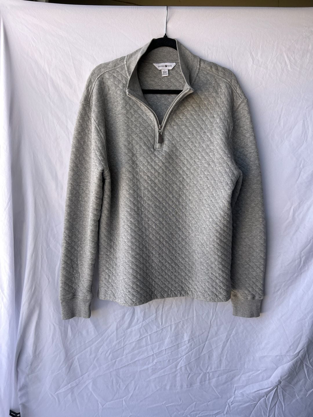 Southern Proper Men's Quilted Quarter Zip Pullover Sweatshirt Heather Grey Large 4