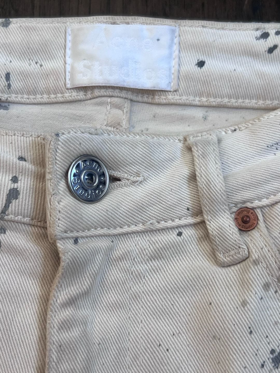 Acne Studios Skin 5 White Vintage Paint Splatter Skinny Jeans Size 26/34 3