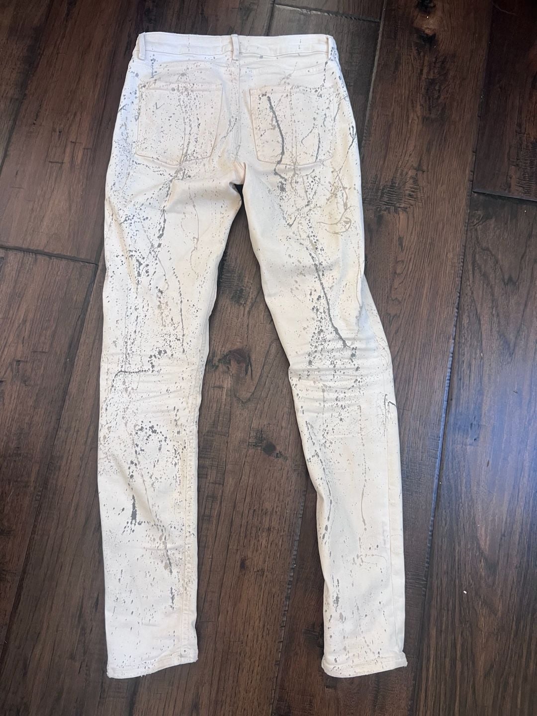 Acne Studios Skin 5 White Vintage Paint Splatter Skinny Jeans Size 26/34 8