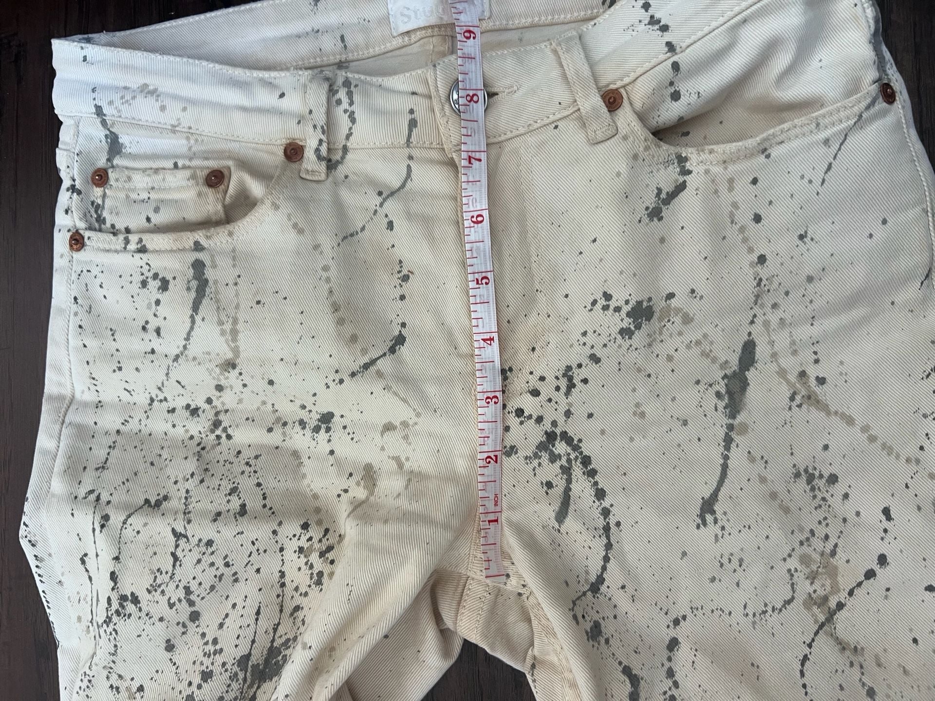 Acne Studios Skin 5 White Vintage Paint Splatter Skinny Jeans Size 26/34 10