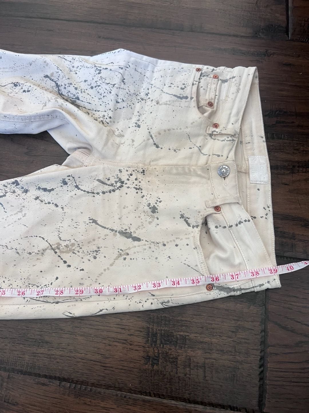 Acne Studios Skin 5 White Vintage Paint Splatter Skinny Jeans Size 26/34 11