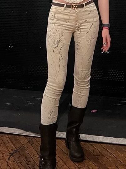 Acne Studios Skin 5 White Vintage Paint Splatter Skinny Jeans Size 26/34 7
