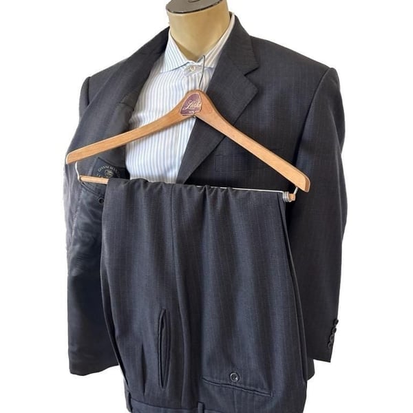 Gianni Manzoni Men's Gray Pinstripe 2-Piece Wool Suit Italy Size 42S 34x28”