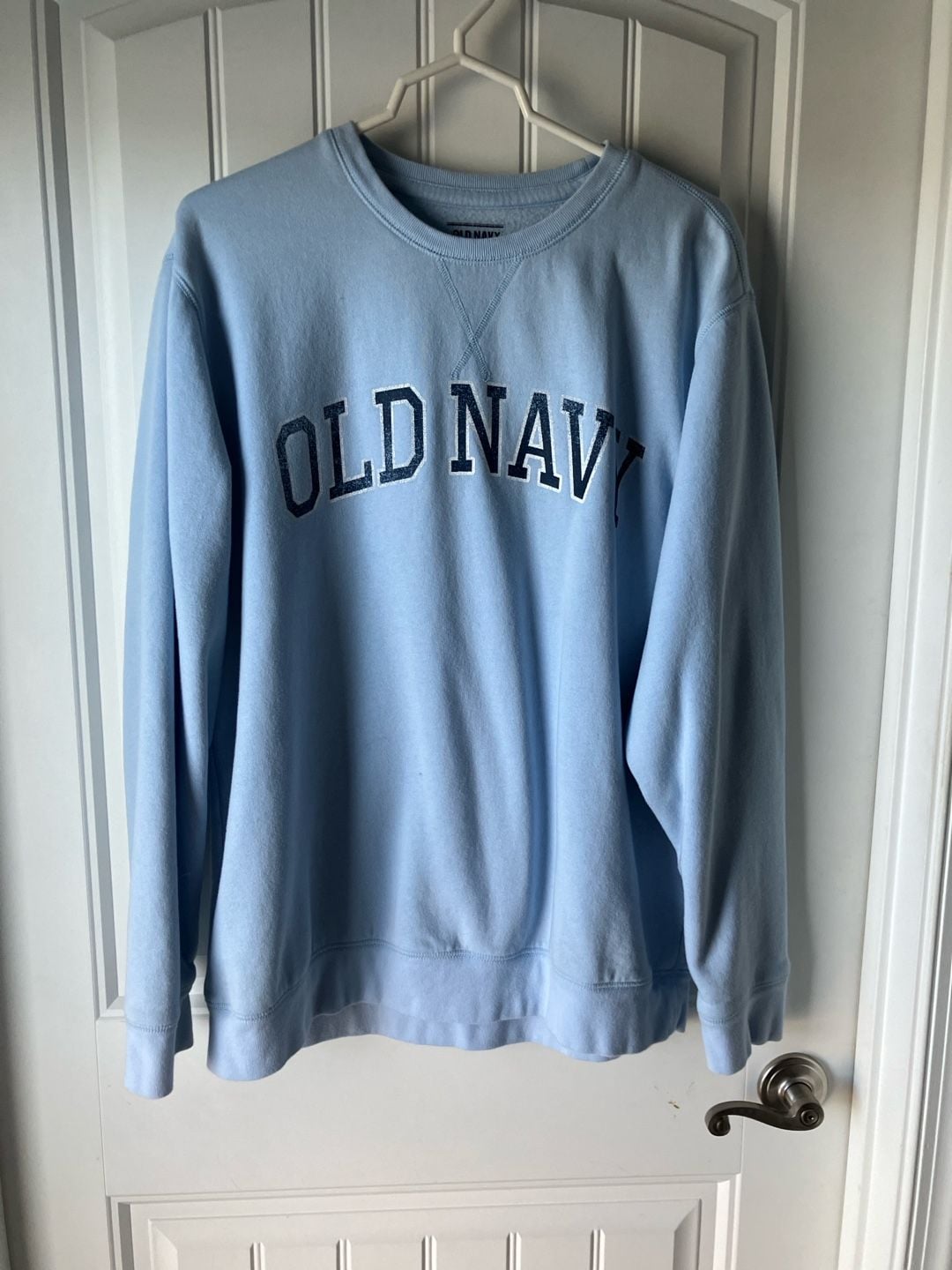 Old Navy Light Blue Graphic Logo Spell Out Crew Neck Sweatshirt XL 2