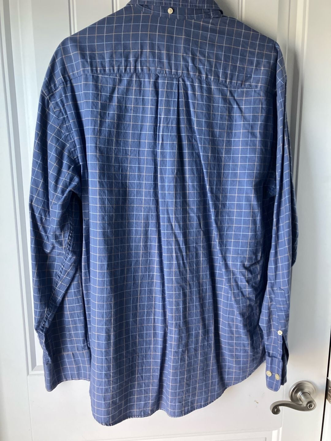 Nautica Traveler Twill Men's Large Blue Square Grid Button Down Shirt 4