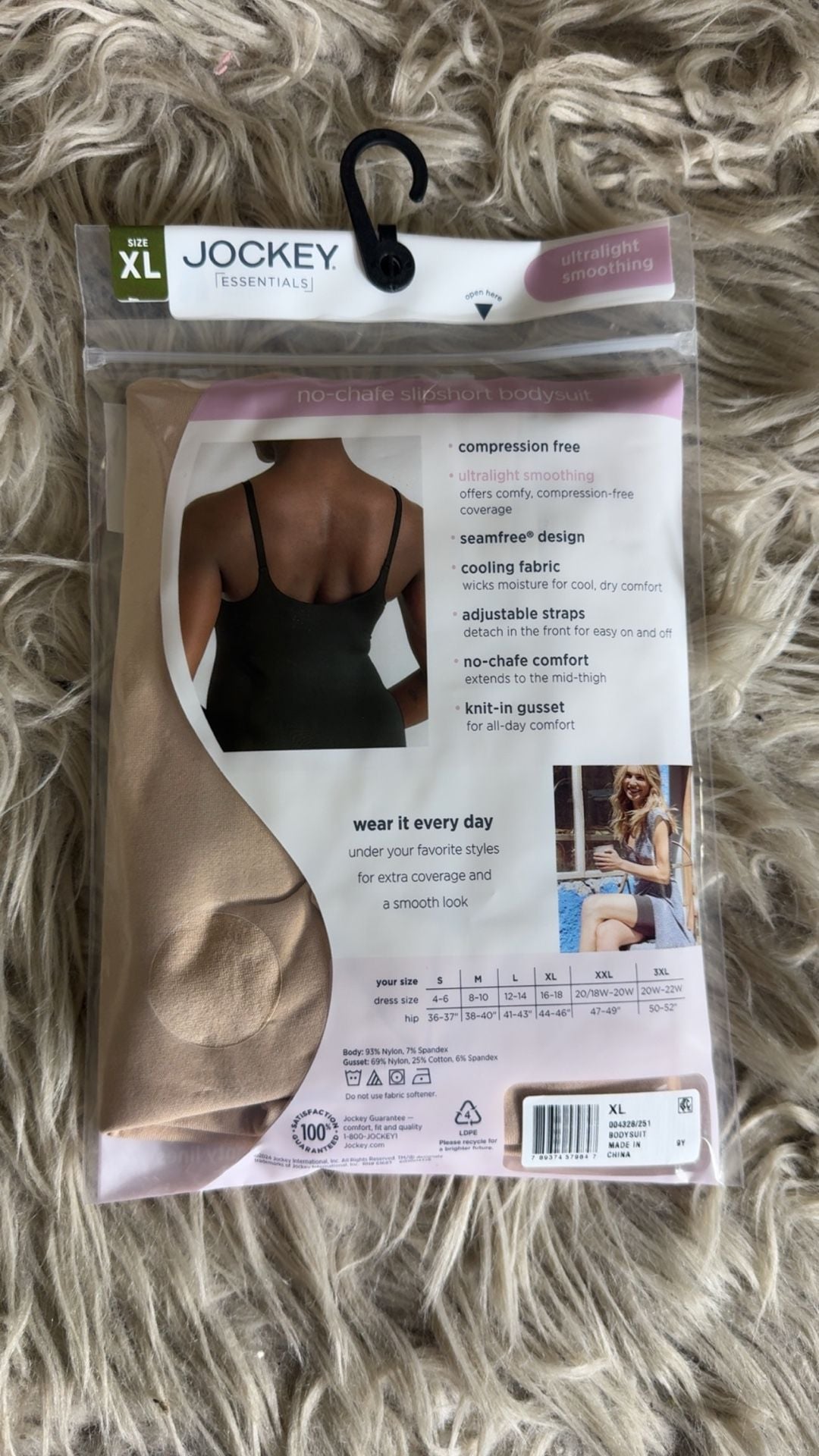 XL Jockey Essentials Women's Ultralight Smoothing Slipshort Bodysuit 2