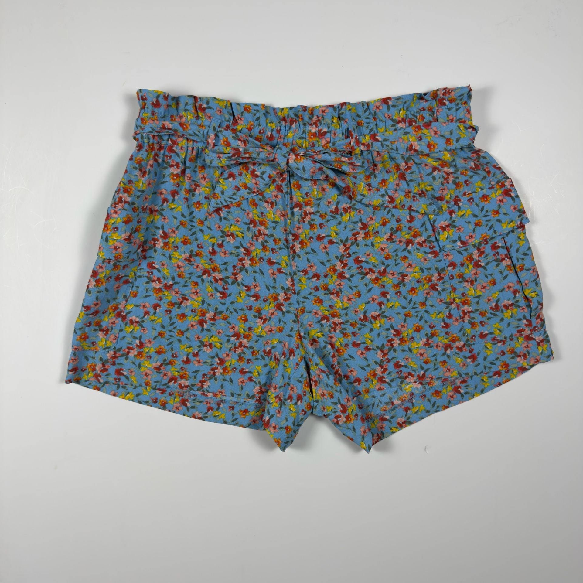 LOFT Blue Floral Paperbag Waist Side Pocket Cargo Shorts 3