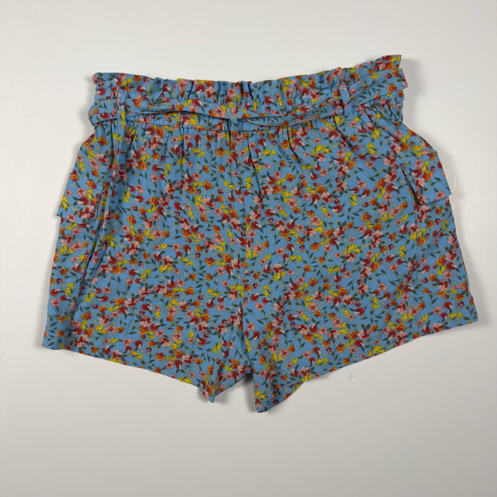 LOFT Blue Floral Paperbag Waist Side Pocket Cargo Shorts 4