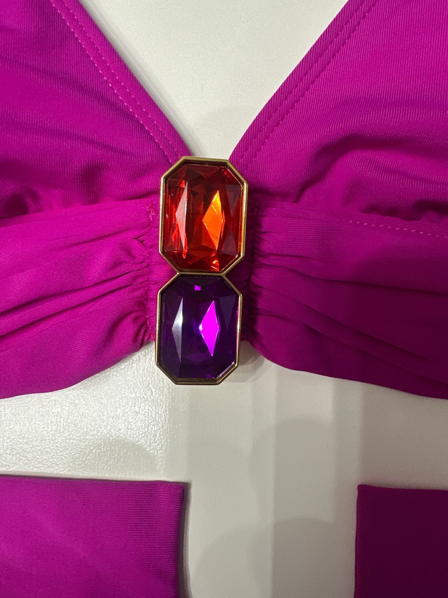 Bleu Rod Beattie Jewel Box Bikini Set Amethyst Purple Embellished Halter Size 8 3
