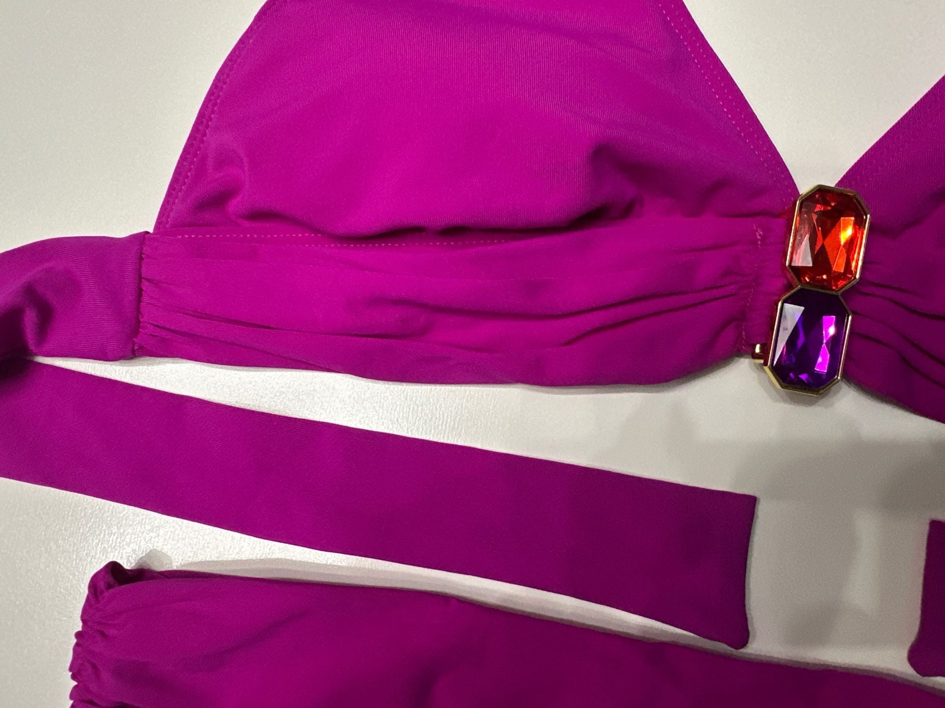 Bleu Rod Beattie Jewel Box Bikini Set Amethyst Purple Embellished Halter Size 8 4