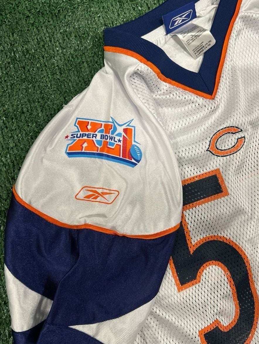 Vintage Brian Urlacher #54 Chicago Bears Youth Large Super Bowl XLI Jersey 3