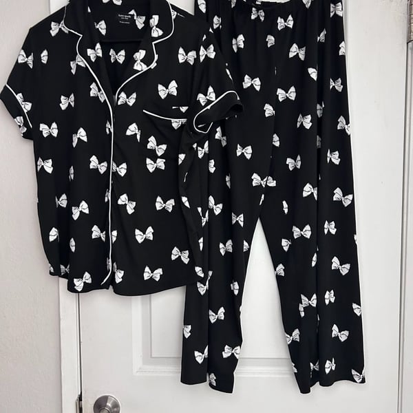Kate Spade New York Black and White Bow Print PJ Set