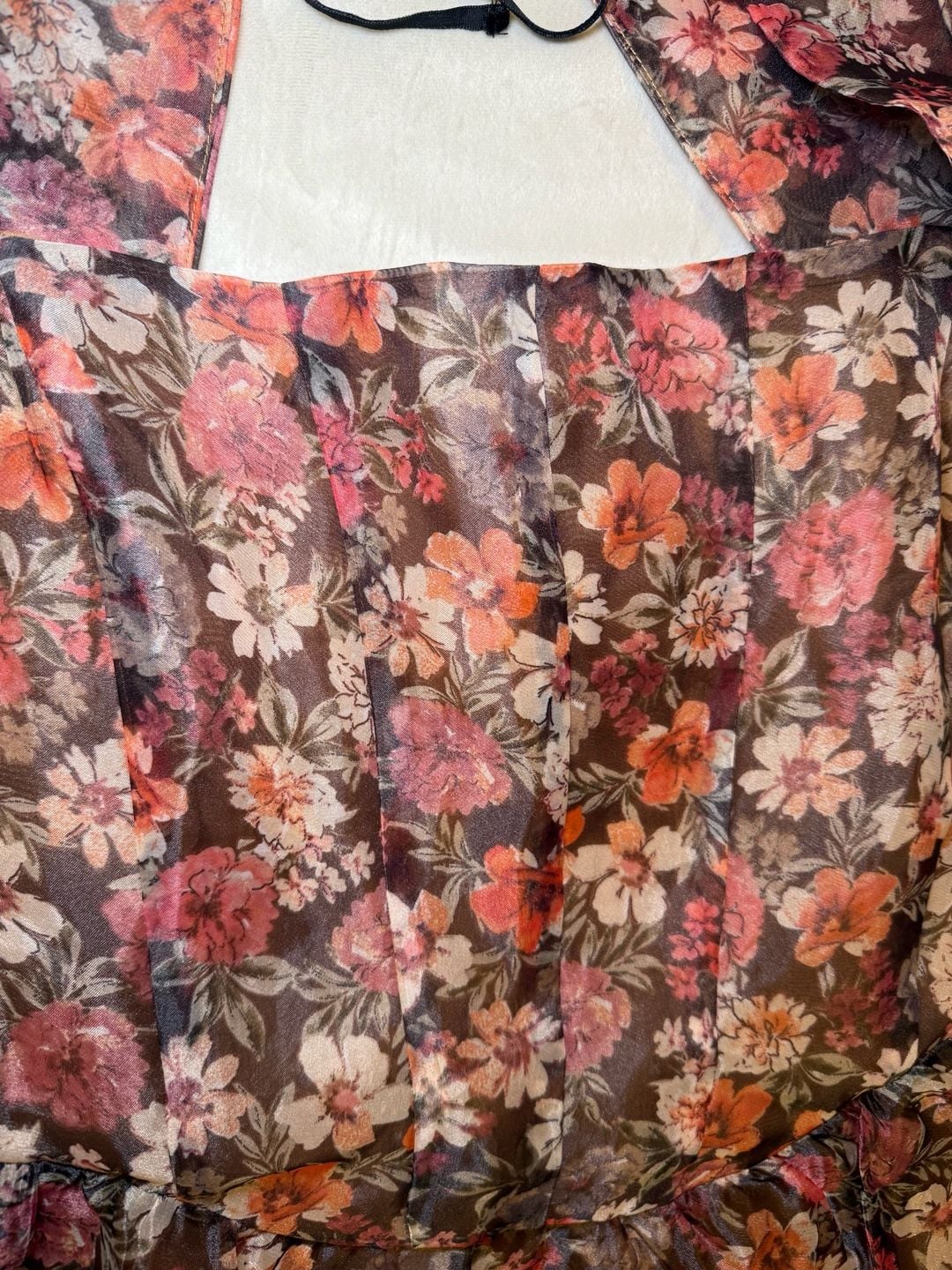 Lost + Wander Botanique Mini Dress Black Floral Organza Puff Sleeve NWT 6