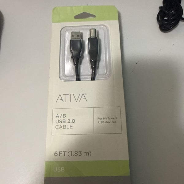 Ativa 6ft A/B USB 2.0 Cable for Hi-Speed USB Devices