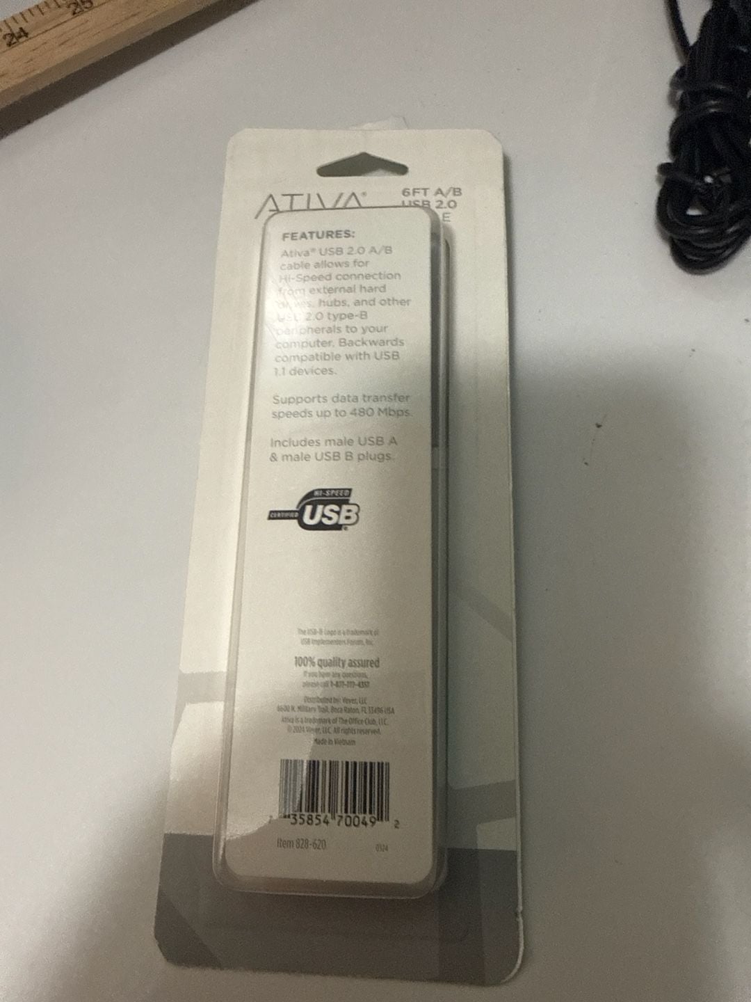 Ativa 6ft A/B USB 2.0 Cable for Hi-Speed USB Devices 2