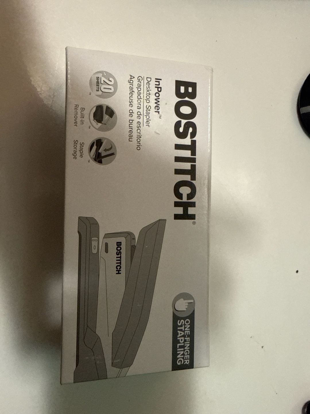 Bostitch InPower Spring-Powered Desktop Stapler, 20-Sheet Capacity, Black 1