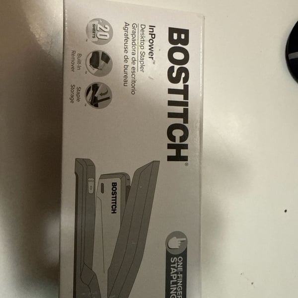 Bostitch InPower Spring-Powered Desktop Stapler, 20-Sheet Capacity, Black
