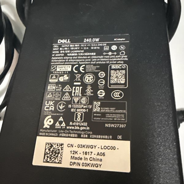 Genuine Dell 240W AC Adapter Charger 19.5V 12.3A LA240PM160 03KWGY