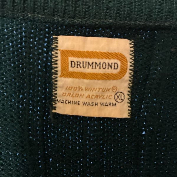 Vintage 1970s Drummond Dark Green Wintuk Orlon Acrylic Ribbed Knit Sweater Vest XL