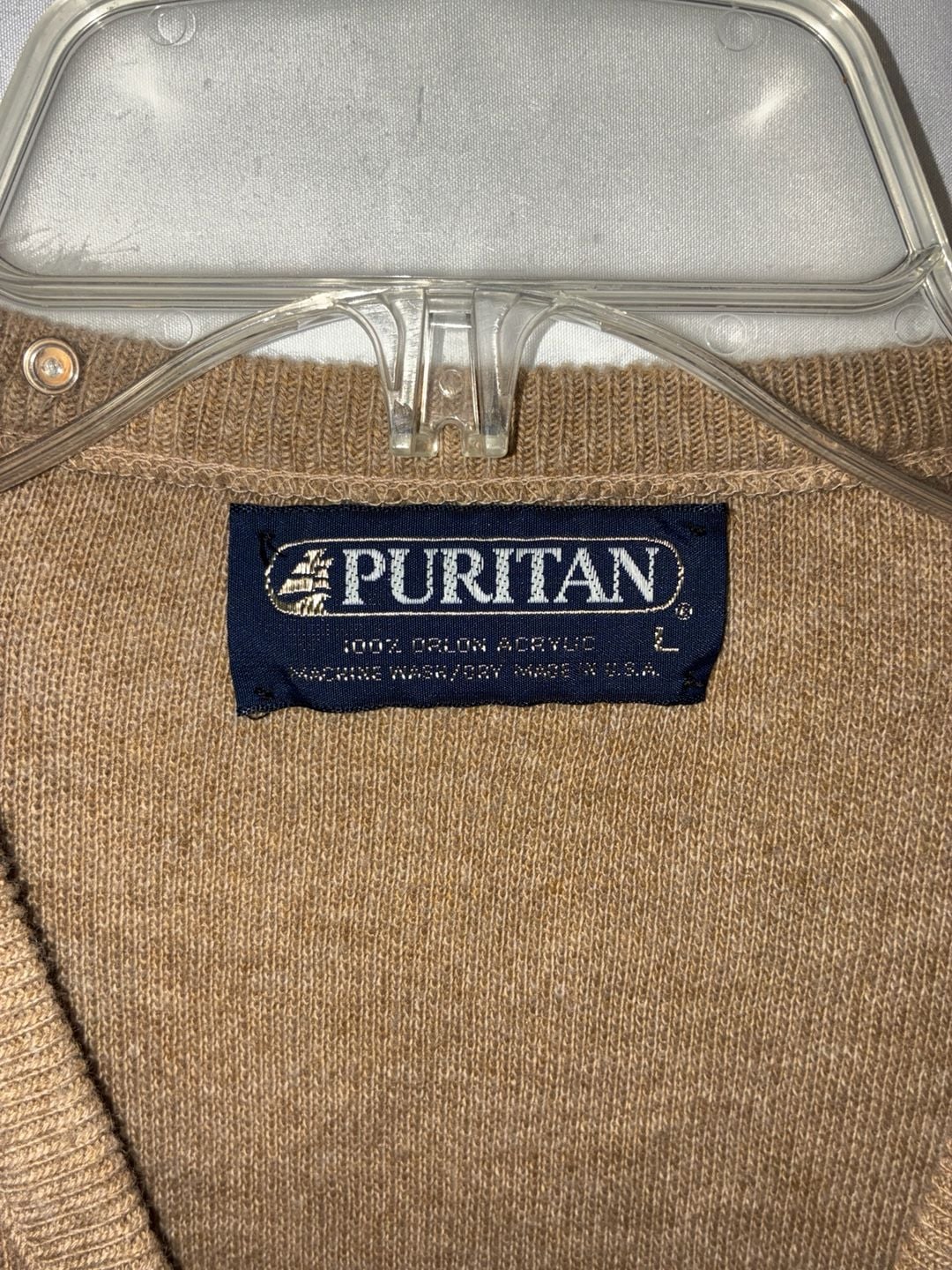 Vintage Puritan Men's 100% Orlon Acrylic V-Neck Sweater Vest Brown Large 3