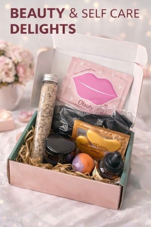 Beauty & Self Care Delights Gift Box Set with Lip & Eye Masks etc 2