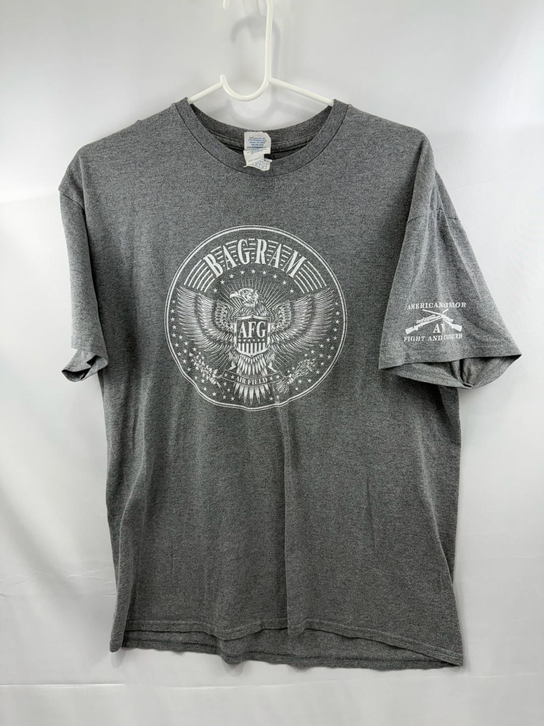 Vintage American Warrior Bagram Air Field AFG Eagle Graphic Mens L T-Shirt 3