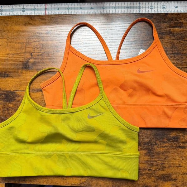 Nike Girls' Dri-FIT Indy Sports Bra Lot of 2 Camo Print Orange & Green Size Medium