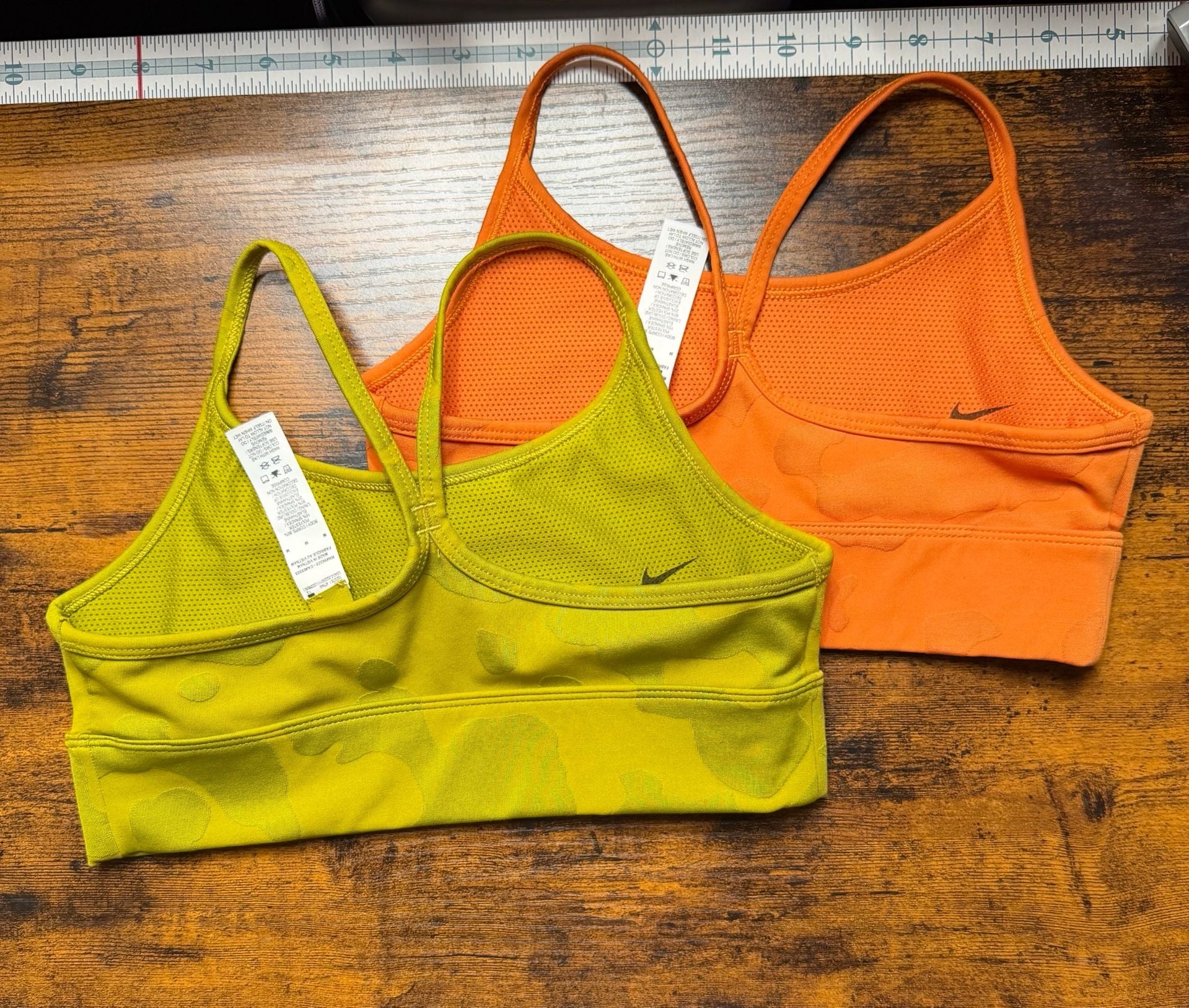Nike Girls' Dri-FIT Indy Sports Bra Lot of 2 Camo Print Orange & Green Size Medium 12