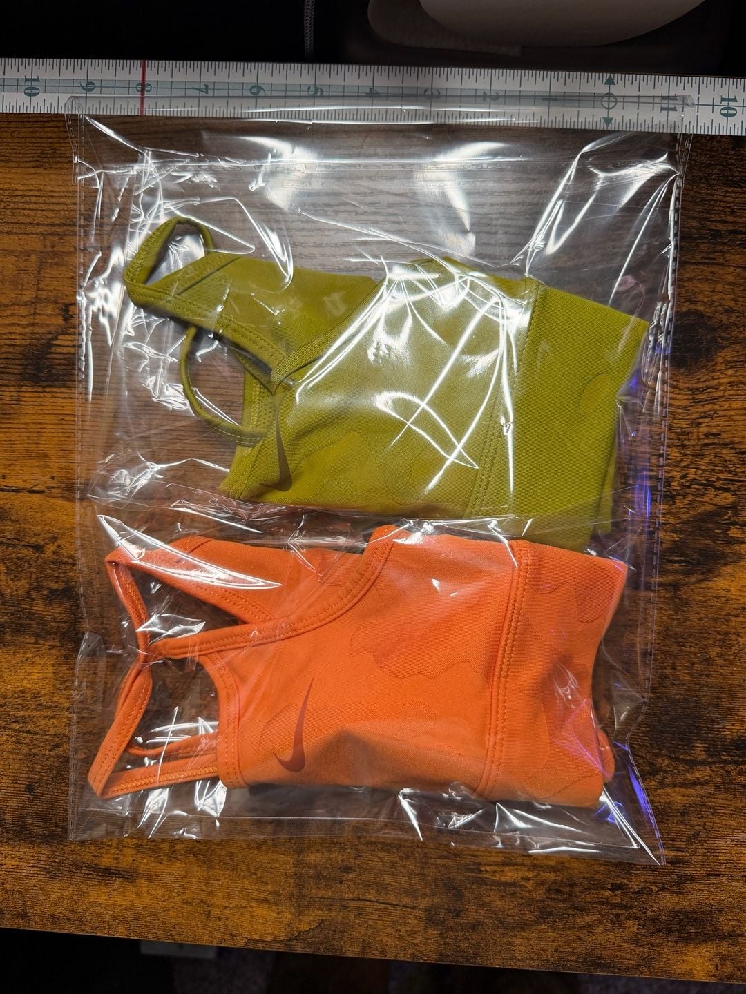 Nike Girls' Dri-FIT Indy Sports Bra Lot of 2 Camo Print Orange & Green Size Medium 19