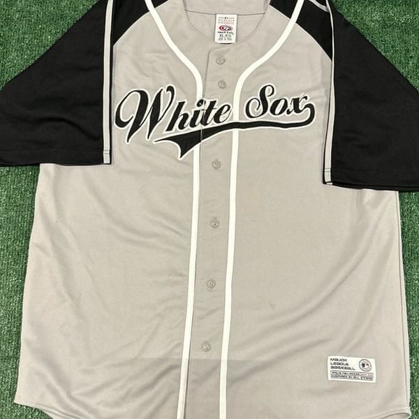 Vintage Chicago White Sox MLB True Fan Series Grey/Black Baseball Jersey Size XL
