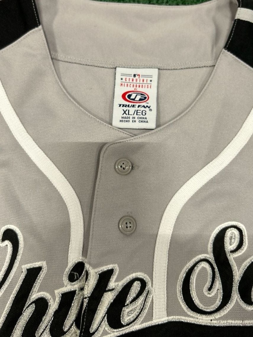 Vintage Chicago White Sox MLB True Fan Series Grey/Black Baseball Jersey Size XL 5