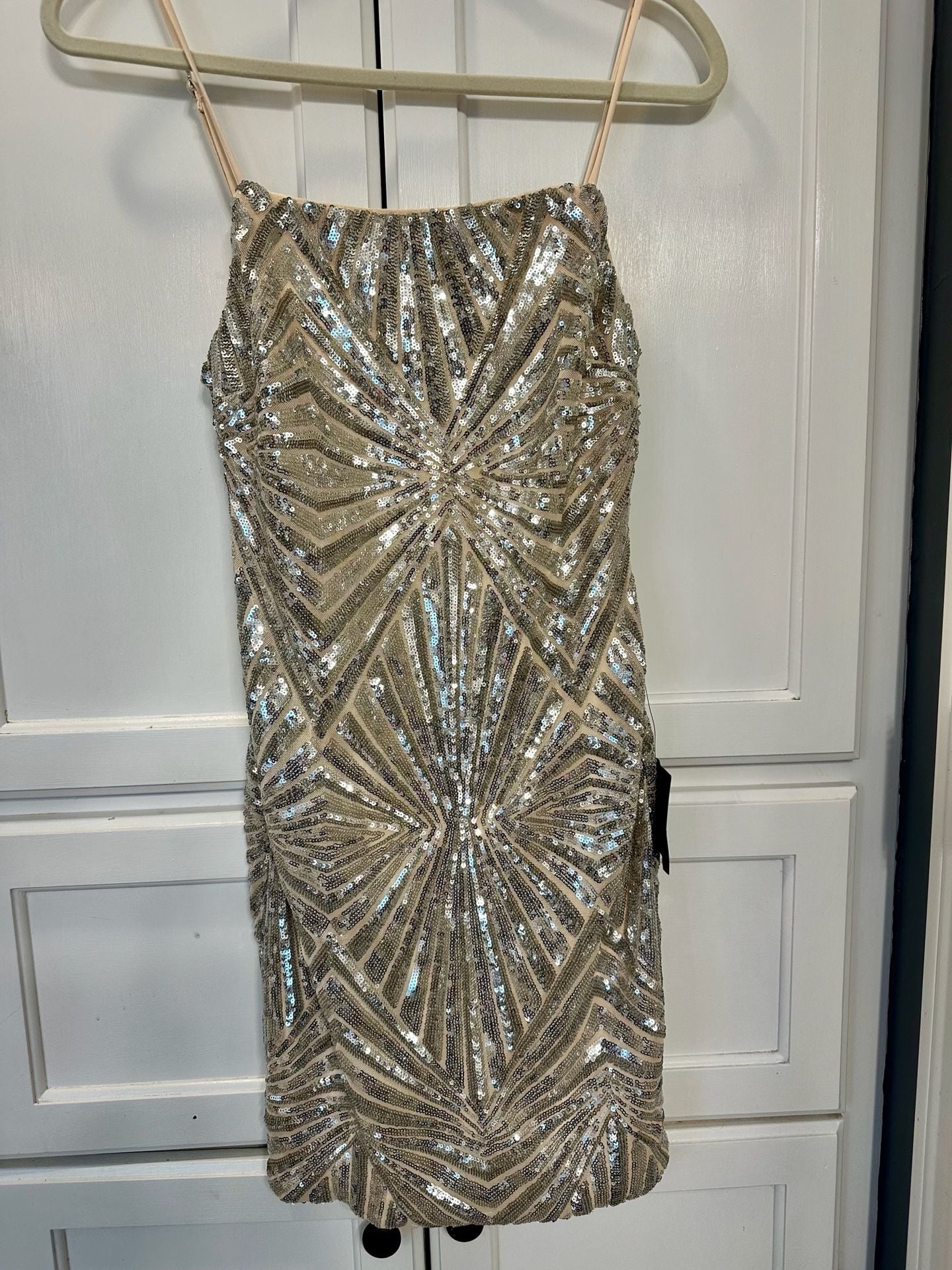 Lulus NWT Gold & Silver Sequin Geometric Bodycon Mini Dress NYE Holiday Party 4