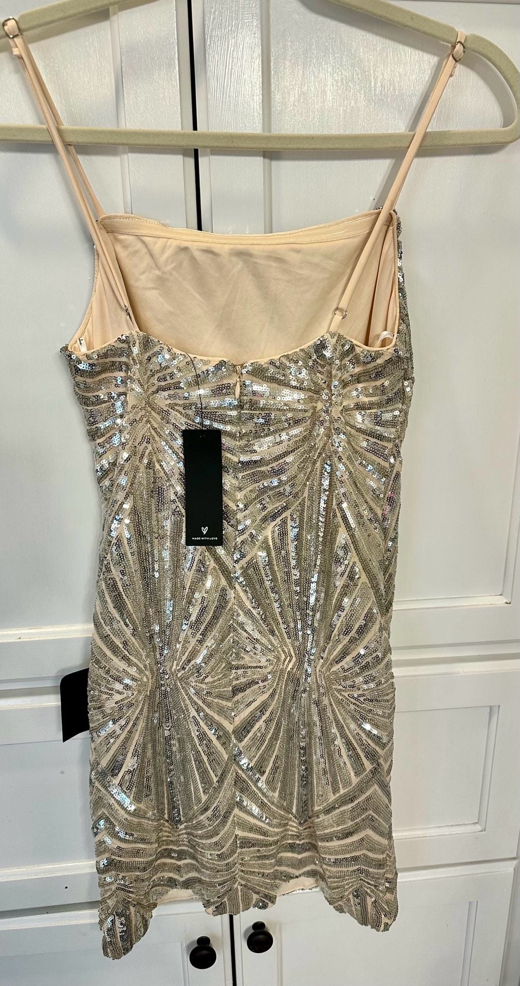 Lulus NWT Gold & Silver Sequin Geometric Bodycon Mini Dress NYE Holiday Party 5