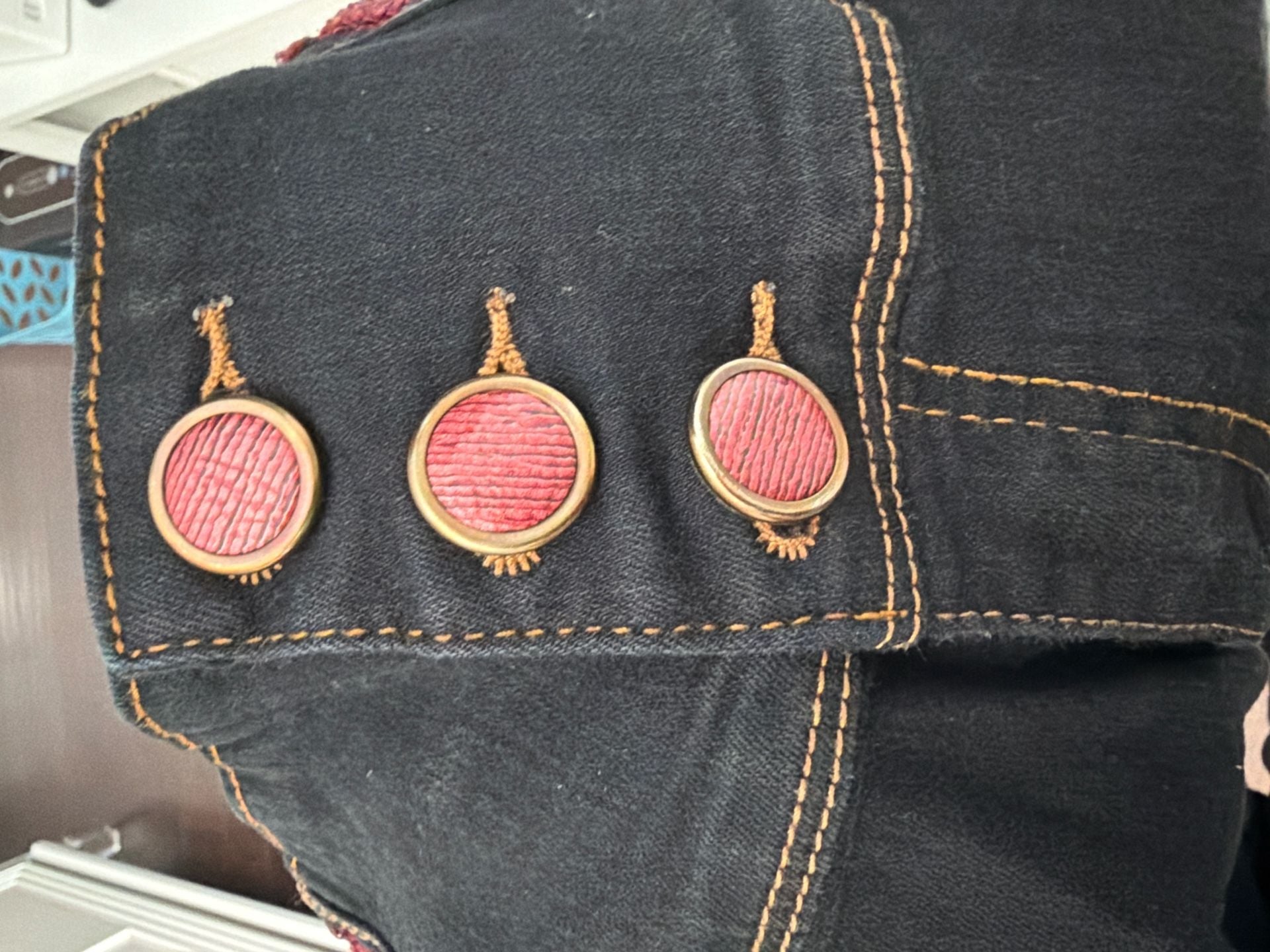 AMBAR Colombian High Waist Skinny Jeans with Red Embroidery and Ankle Zips 3
