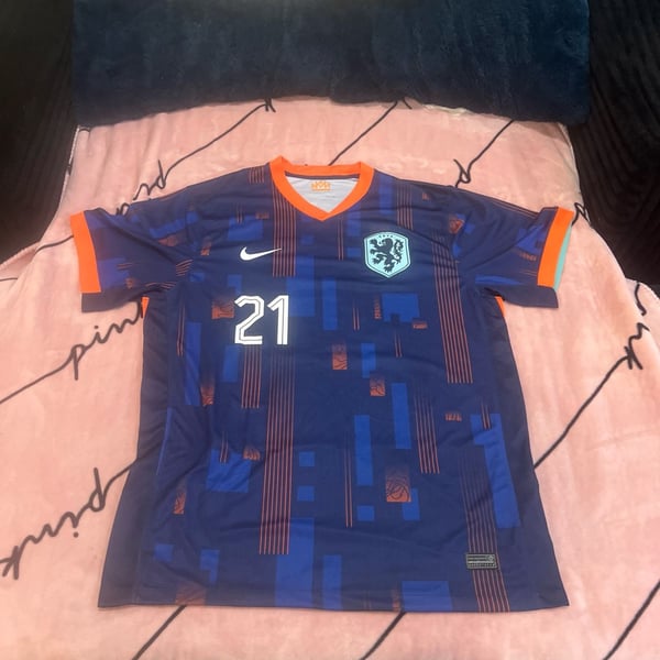 Nike Netherlands 2024 Away Soccer Jersey #21 Frenkie De Jong Size 3XL