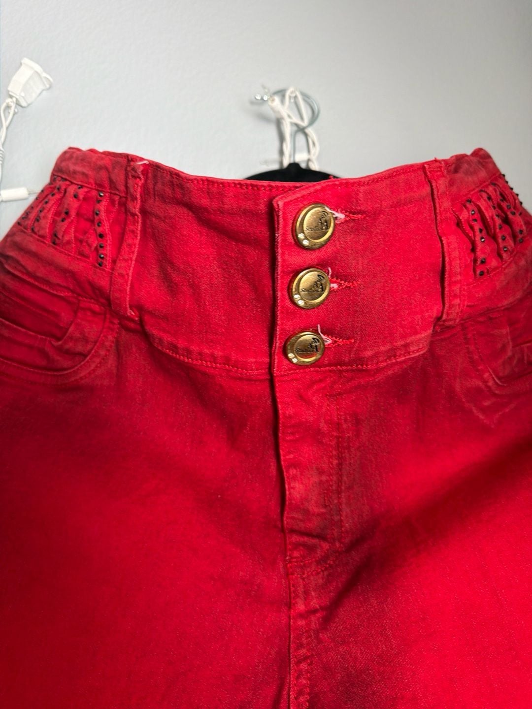 A Studio Women's Red High-Waisted Skinny Jeans 4