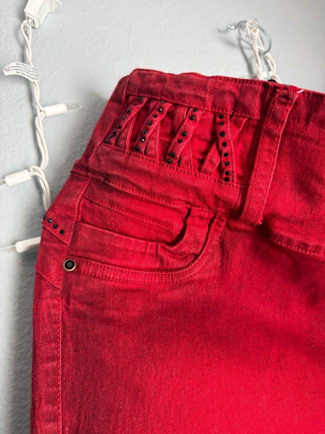 A Studio Women's Red High-Waisted Skinny Jeans 5