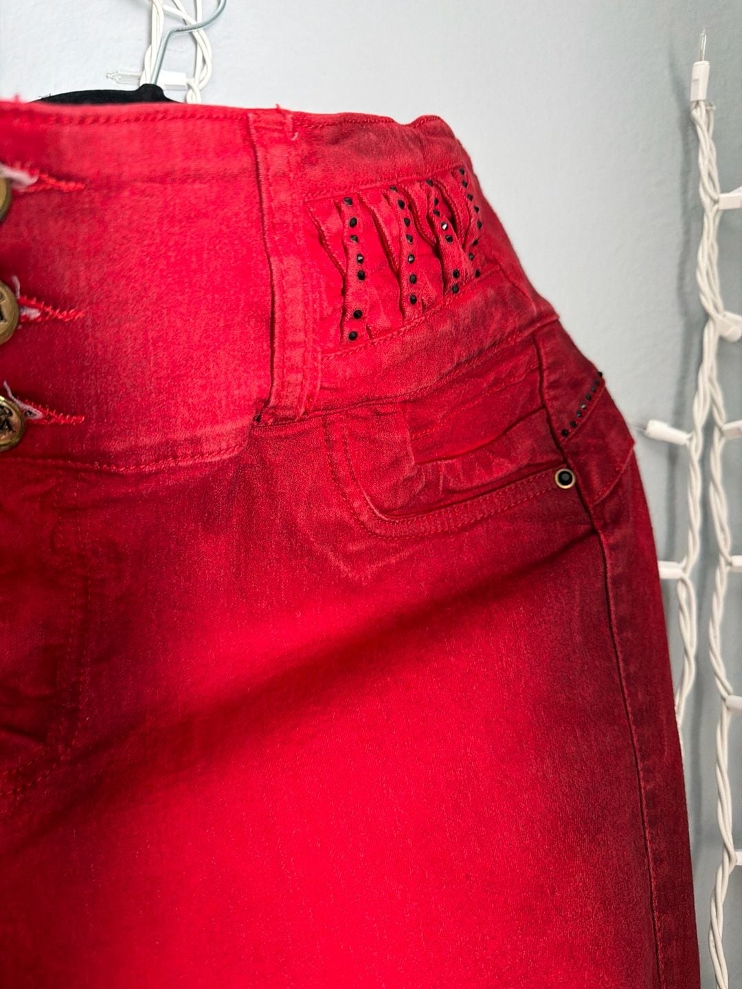 A Studio Women's Red High-Waisted Skinny Jeans 6