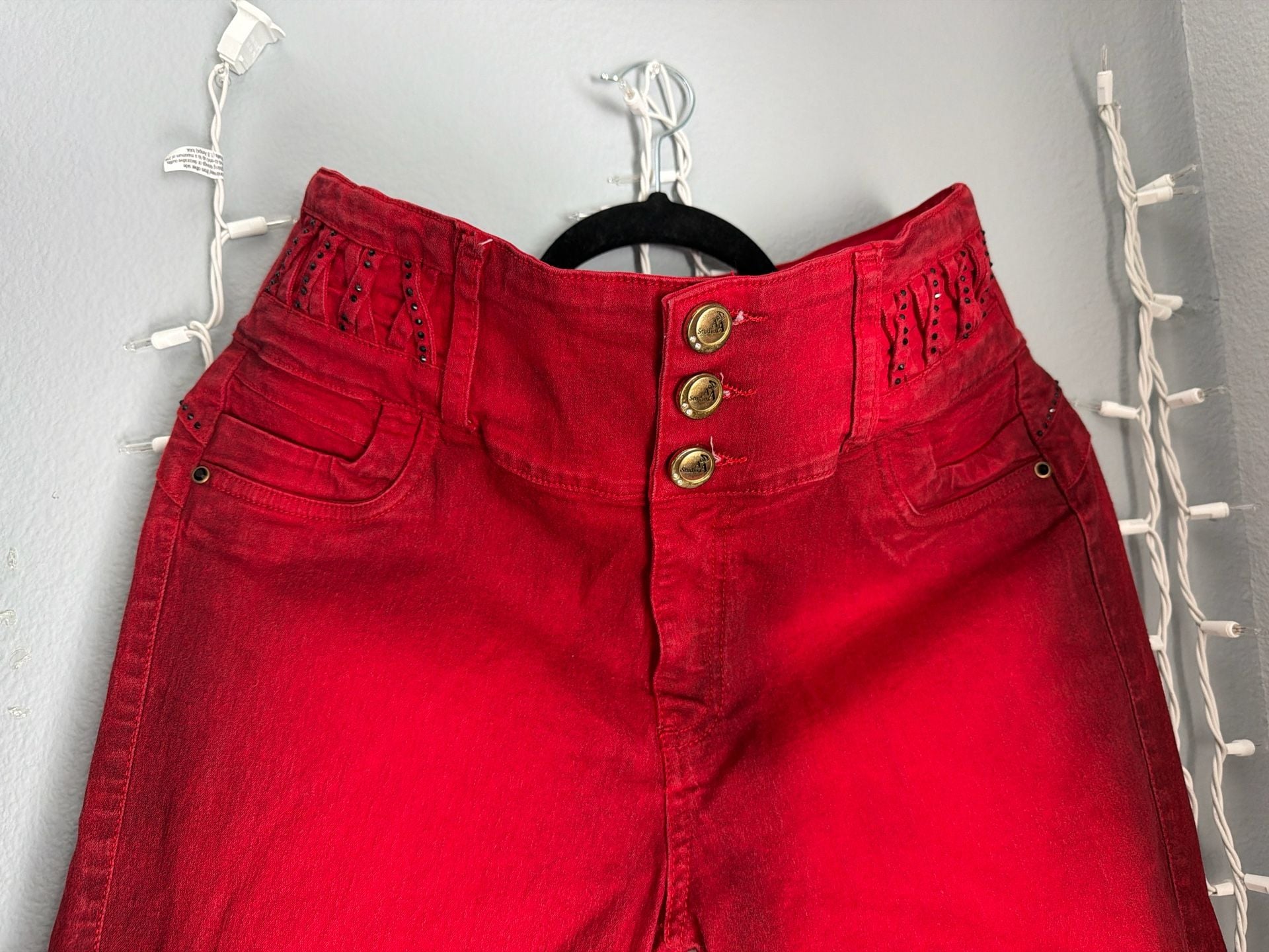 A Studio Women's Red High-Waisted Skinny Jeans 7