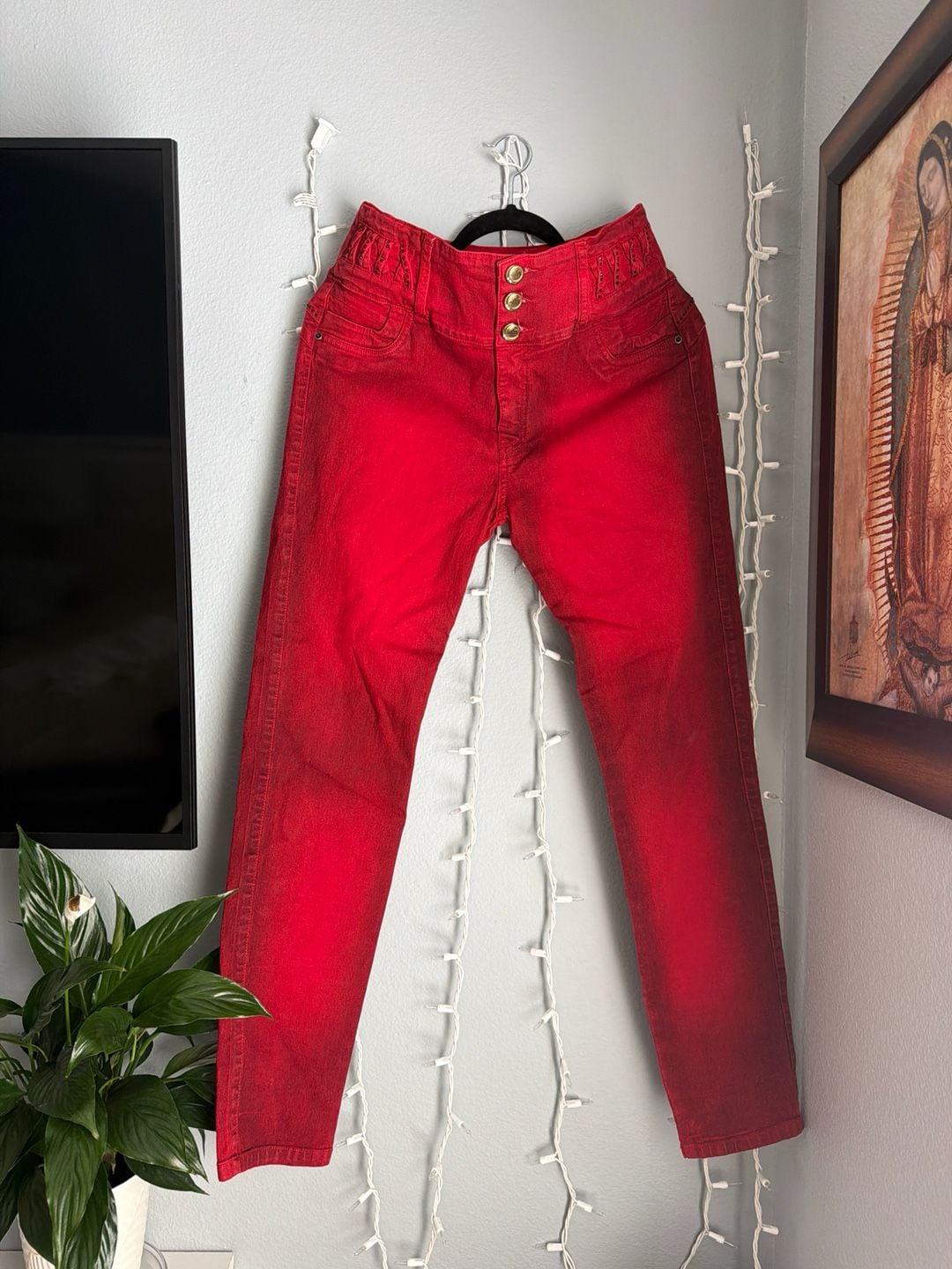 A Studio Women's Red High-Waisted Skinny Jeans 9