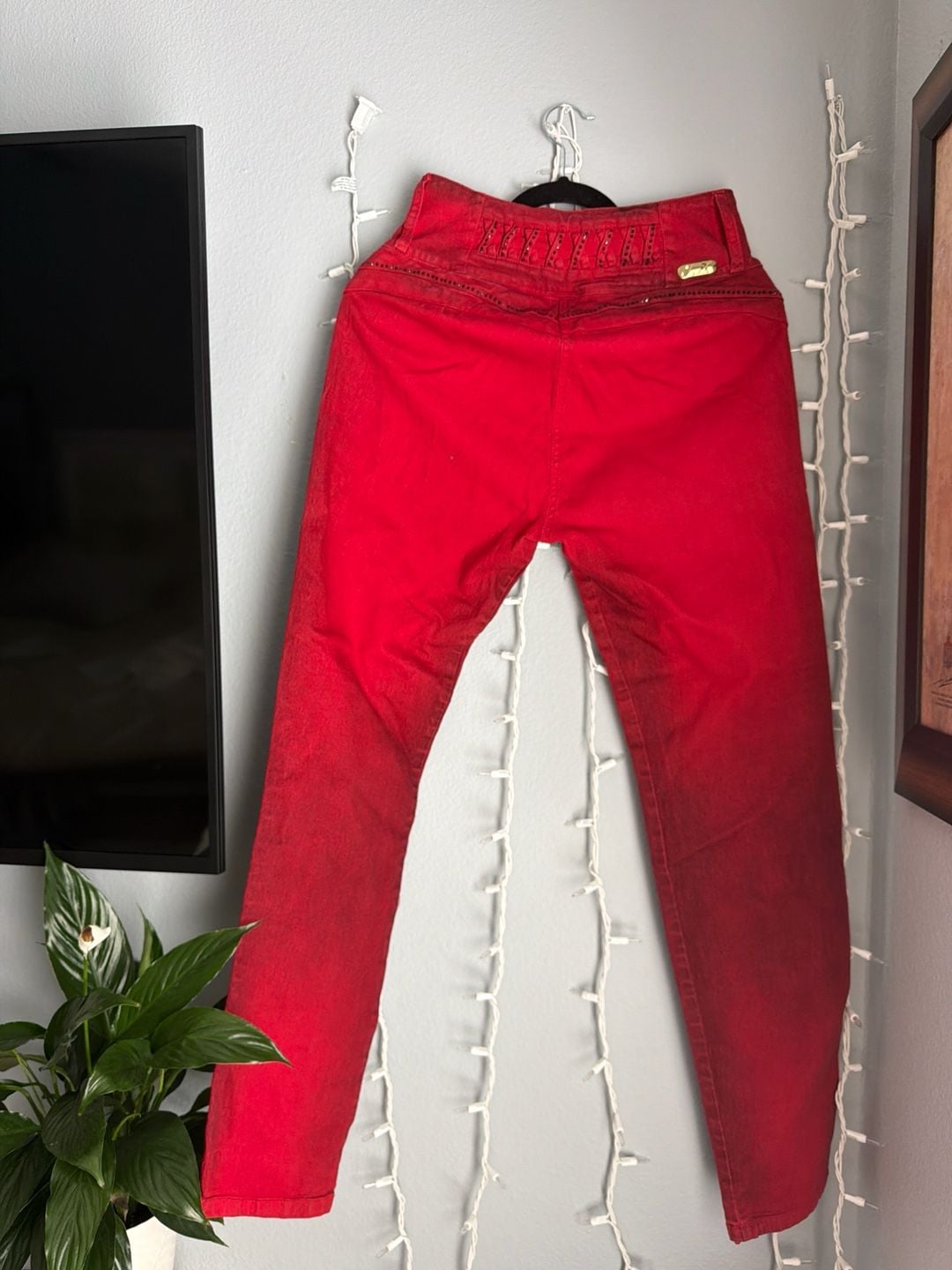 A Studio Women's Red High-Waisted Skinny Jeans 14