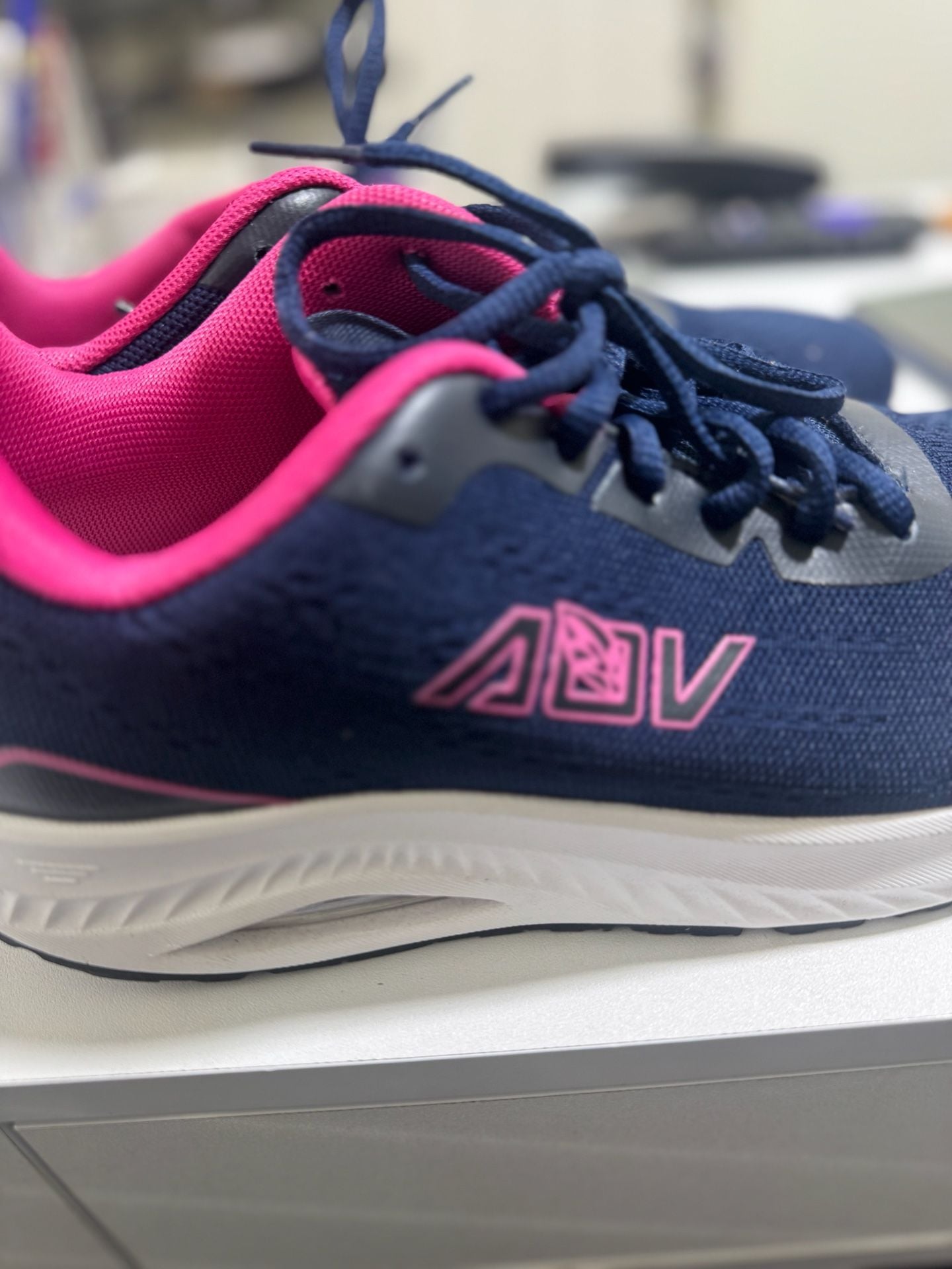 AOV Women's Wide Toe Box Walking Shoes with Arch Support Navy/Pink 2