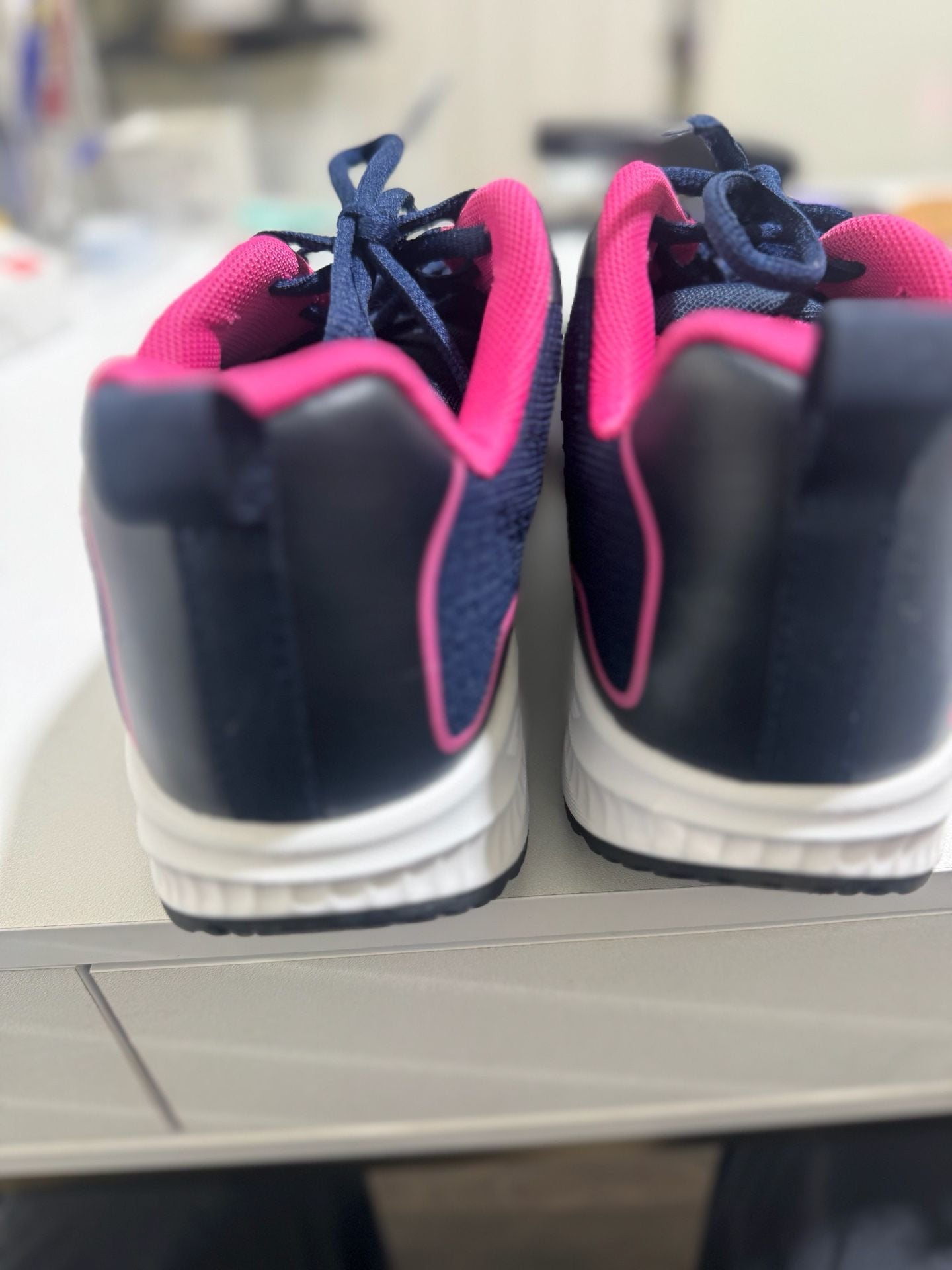 AOV Women's Wide Toe Box Walking Shoes with Arch Support Navy/Pink 5