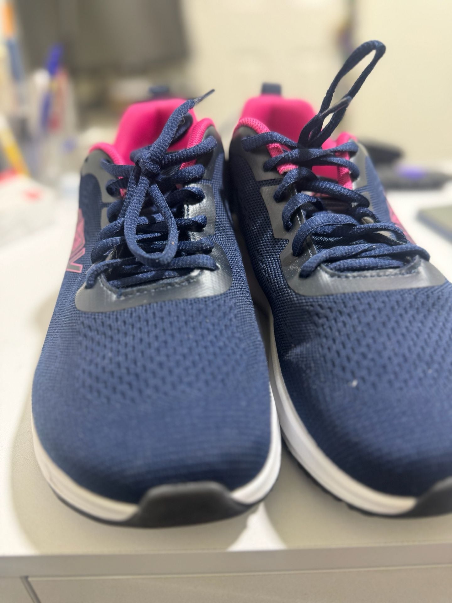 AOV Women's Wide Toe Box Walking Shoes with Arch Support Navy/Pink 14