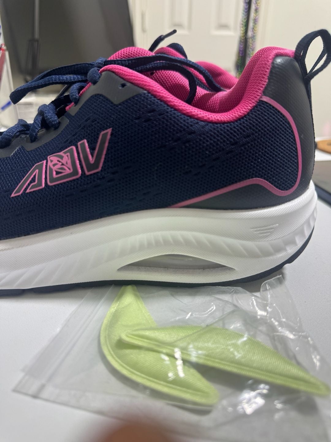 AOV Women's Wide Toe Box Walking Shoes with Arch Support Navy/Pink 20