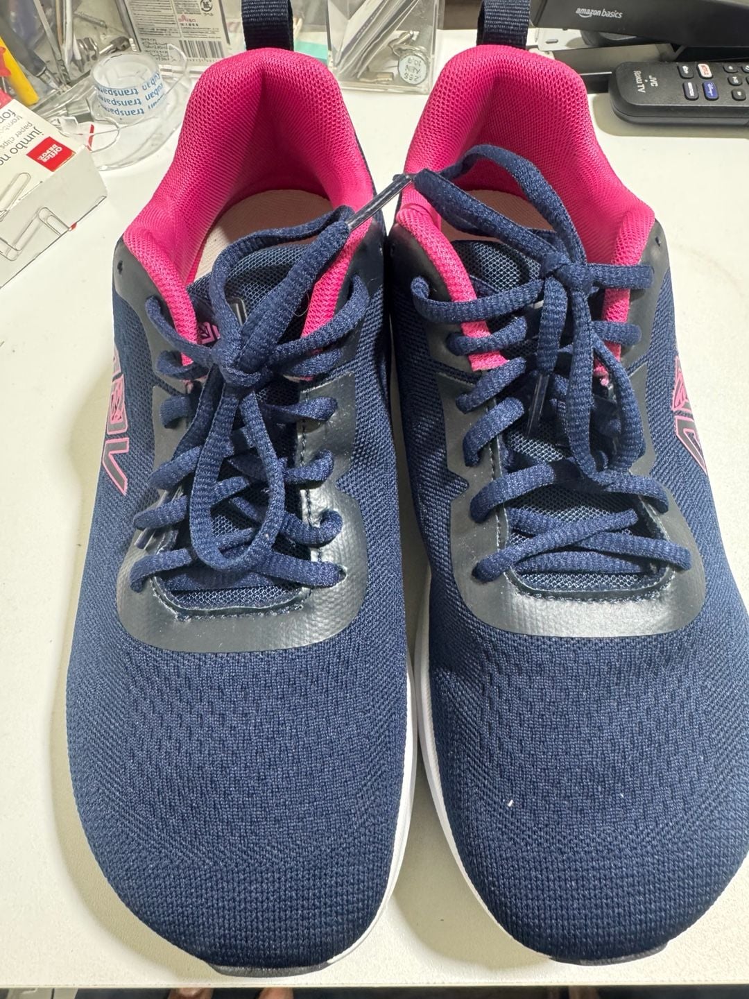 AOV Women's Wide Toe Box Walking Shoes with Arch Support Navy/Pink 22