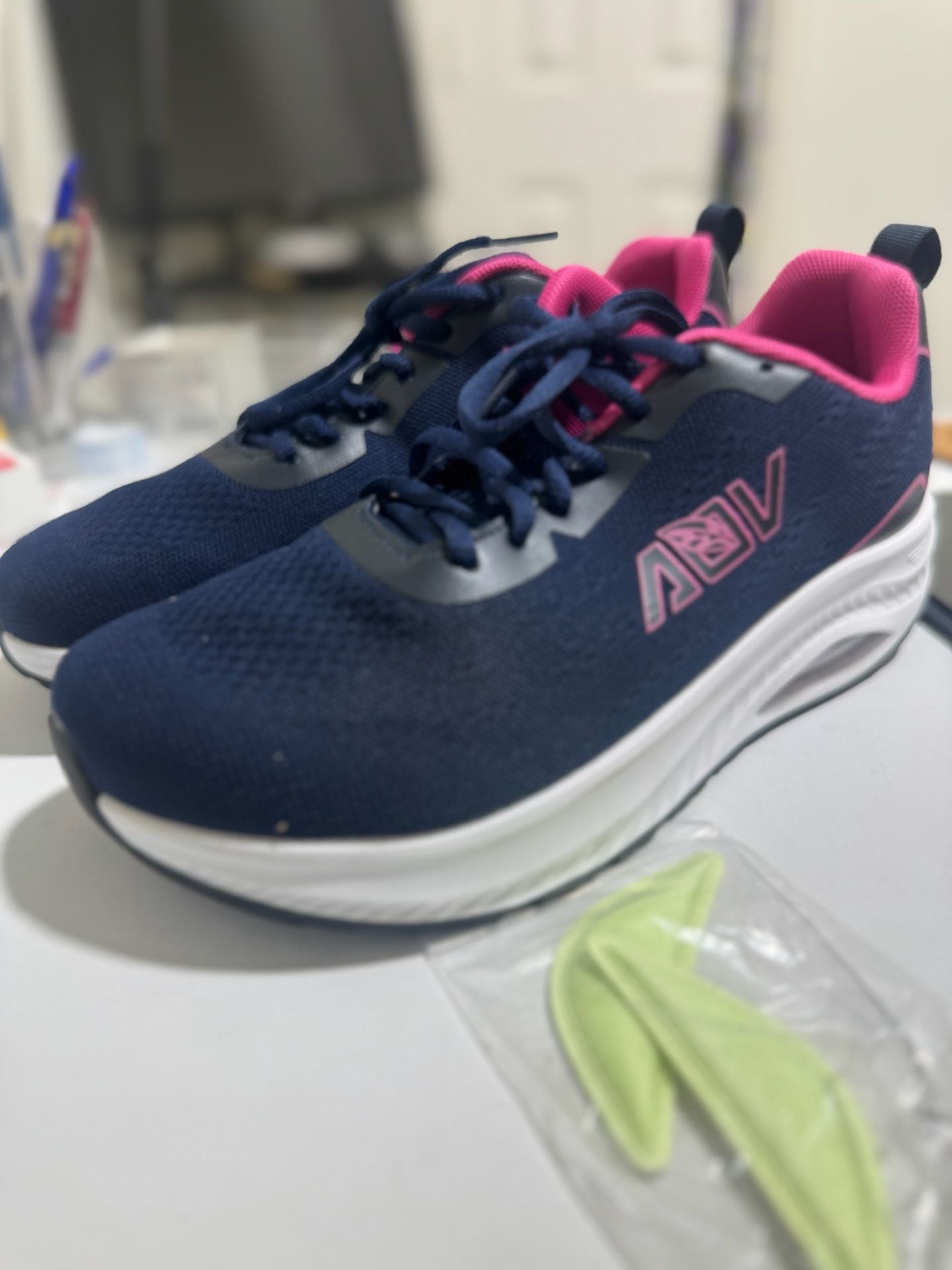 AOV Women's Wide Toe Box Walking Shoes with Arch Support Navy/Pink 24