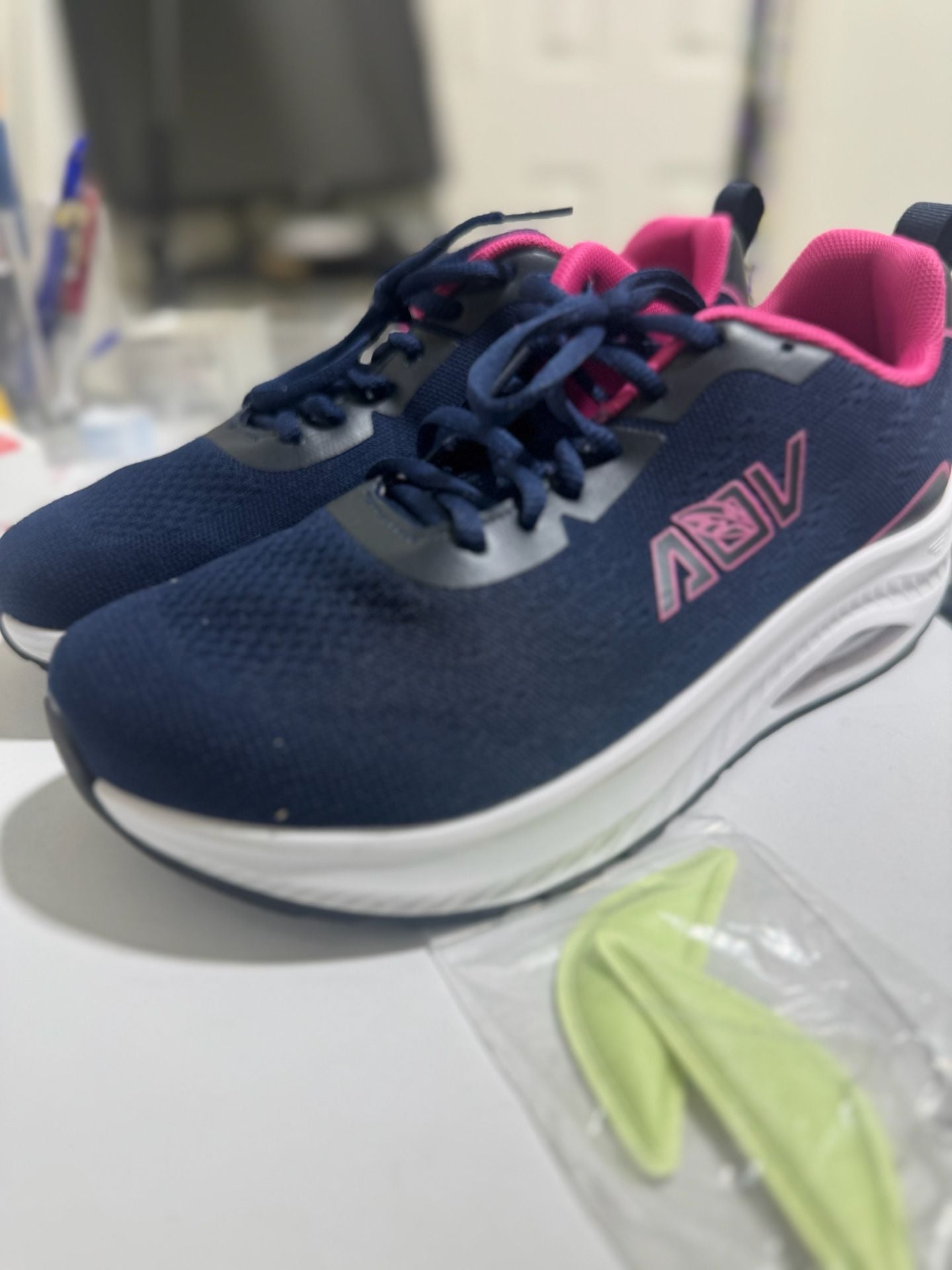 AOV Women's Wide Toe Box Walking Shoes with Arch Support Navy/Pink 25